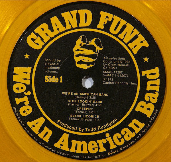 Grand Funk Railroad : We're An American Band (LP, Album, Yel)