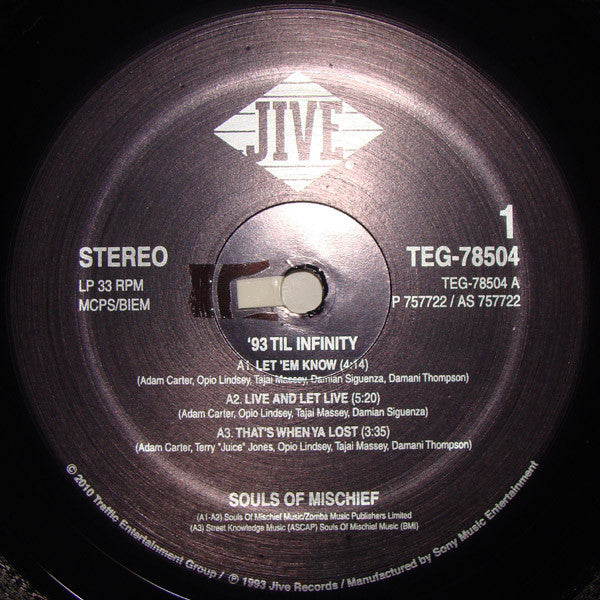 Souls Of Mischief : 93 'Til Infinity (2xLP, Album, RE, RM)