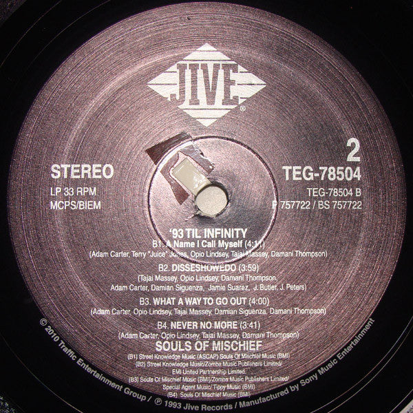 Souls Of Mischief : 93 'Til Infinity (2xLP, Album, RE, RM)