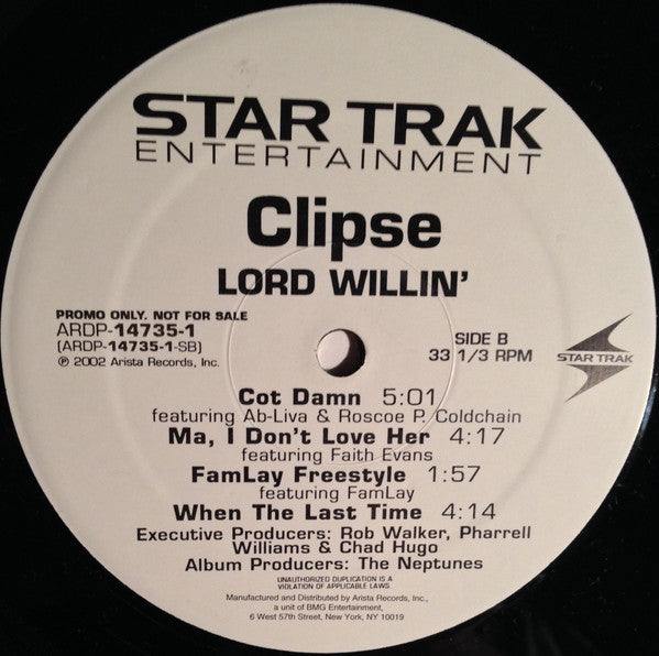 Clipse : Lord Willin' (2xLP, Album, Promo)