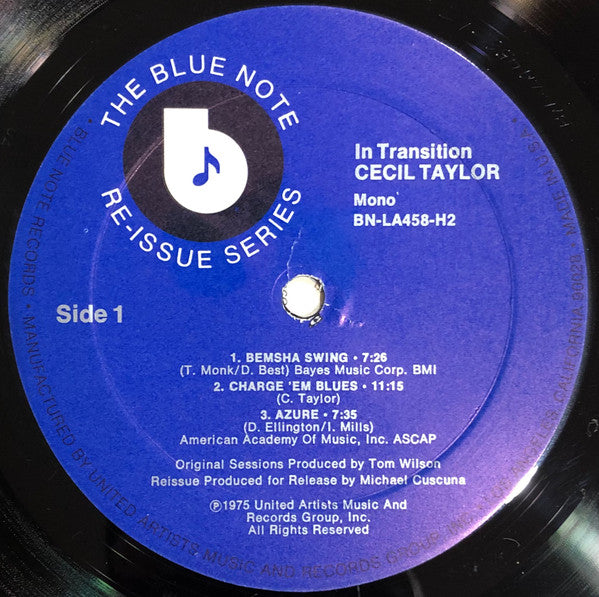 Cecil Taylor : In Transition (2xLP, Comp, Mono, Res)