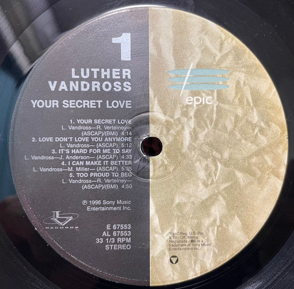 Luther Vandross : Your Secret Love (LP, Album)