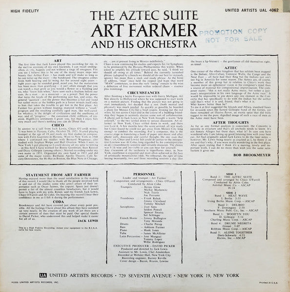 Art Farmer And His Orchestra : The Aztec Suite (LP, Album, Mono, Promo)