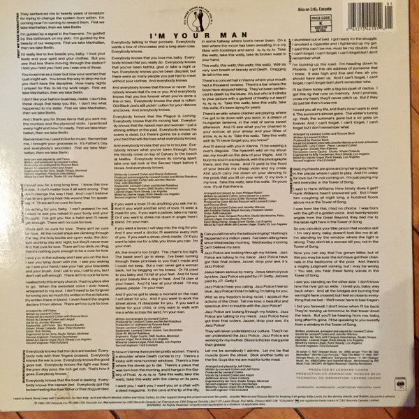Leonard Cohen : I'm Your Man (LP, Album)