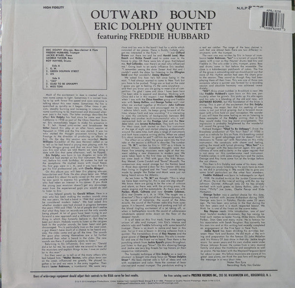 Eric Dolphy Quintet : Outward Bound (LP, Album, RM, RP, 200)