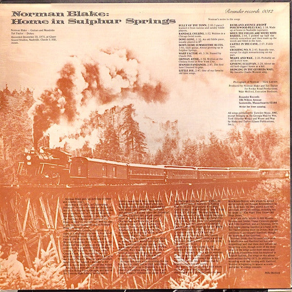 Norman Blake (2) : Home In Sulphur Springs (LP, Album, Wak)