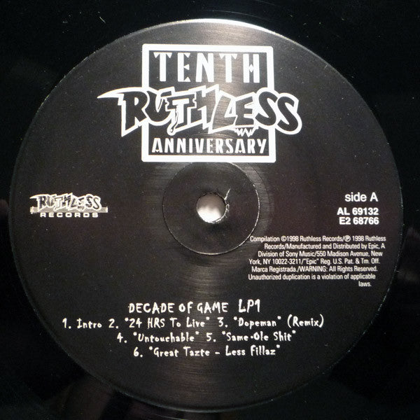 Various : Ruthless Records Tenth Anniversary Compilation - Decade Of Game (2xLP, Comp)