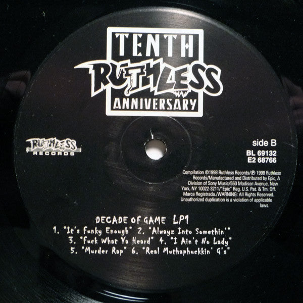Various : Ruthless Records Tenth Anniversary Compilation - Decade Of Game (2xLP, Comp)