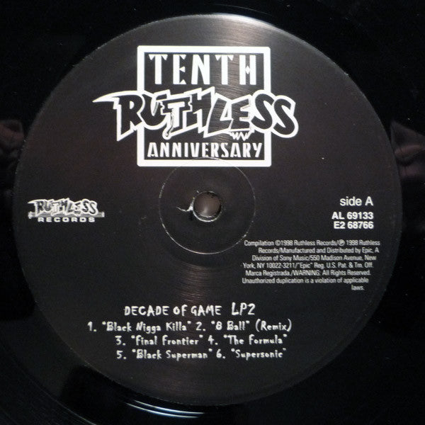 Various : Ruthless Records Tenth Anniversary Compilation - Decade Of Game (2xLP, Comp)