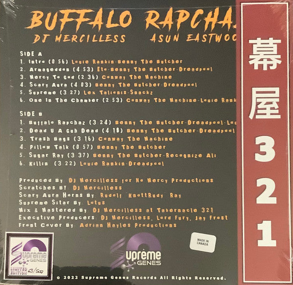 DJ Mercilless, Asun Eastwood : Buffalo Rapchaz (LP, Album, Ltd, App)