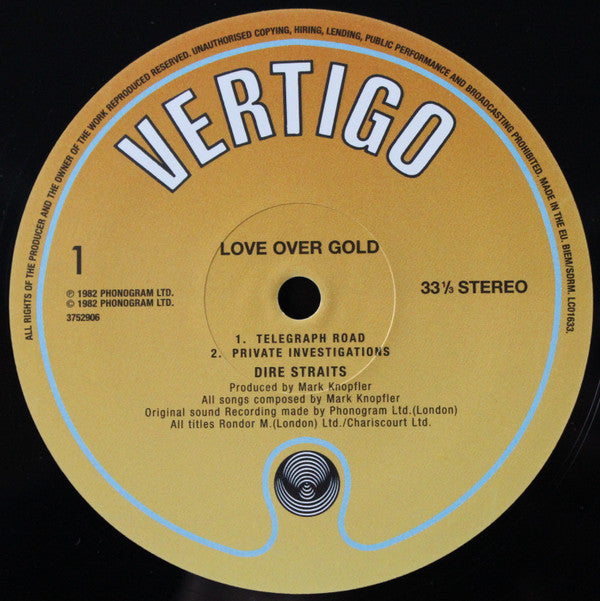 Dire Straits : Love Over Gold (LP, Album, RE, RM, RP, 180)