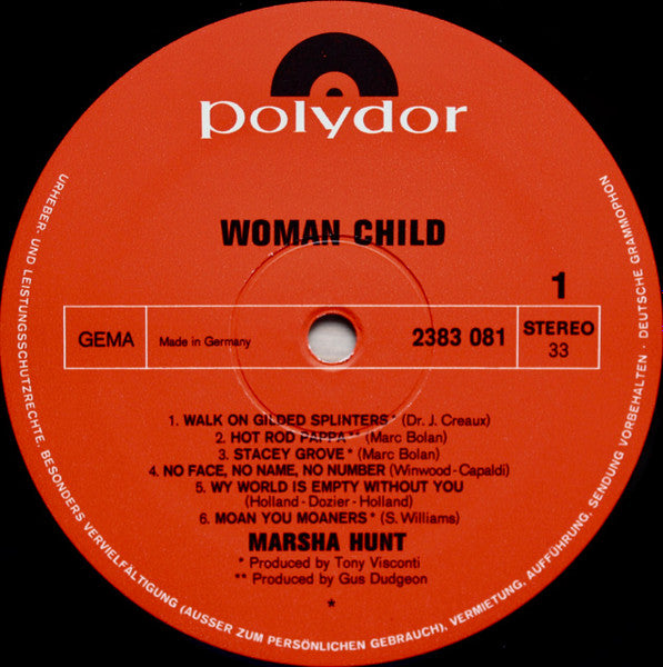 Marsha Hunt : Woman Child (LP, Album)