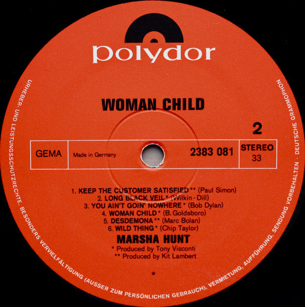 Marsha Hunt : Woman Child (LP, Album)