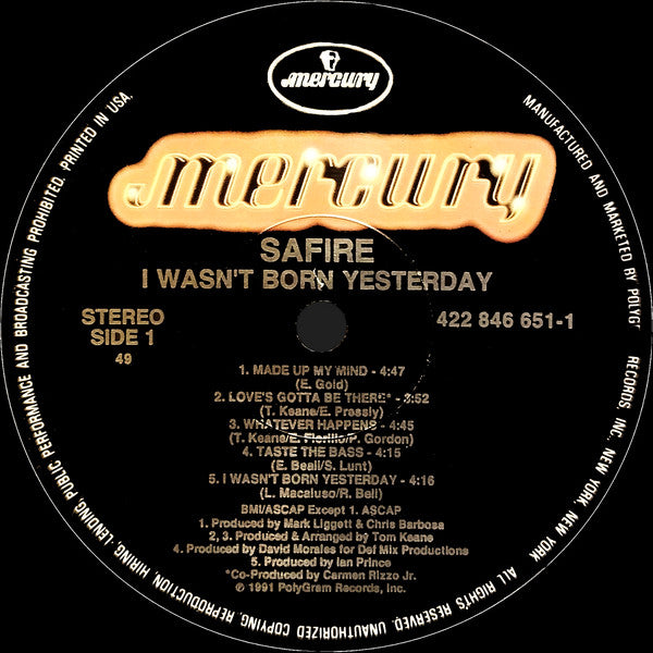 Safire : I Wasn't Born Yesterday (LP, Album)