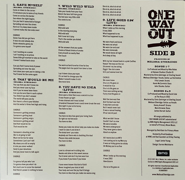 Melissa Etheridge : One Way Out (LP, Album)