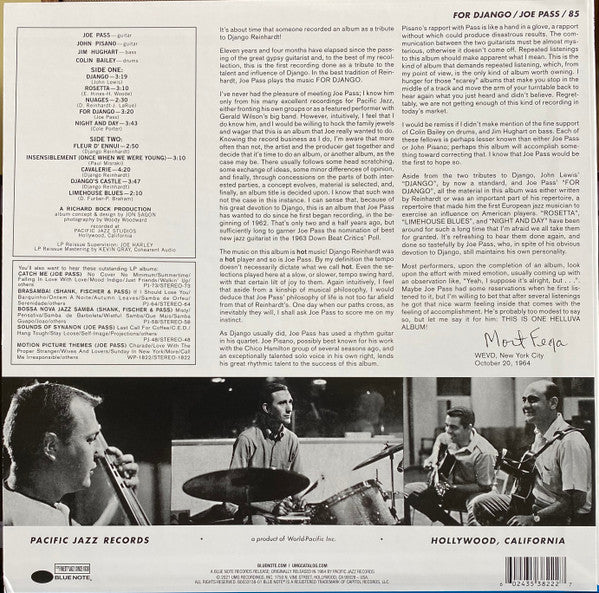 Joe Pass : For Django (LP, Album, RE, 180)