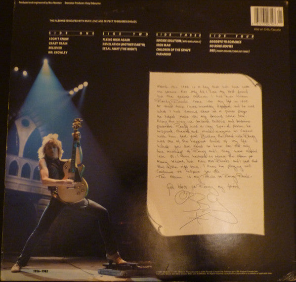 Ozzy Osbourne : Randy Rhoads Tribute (2xLP, Album)