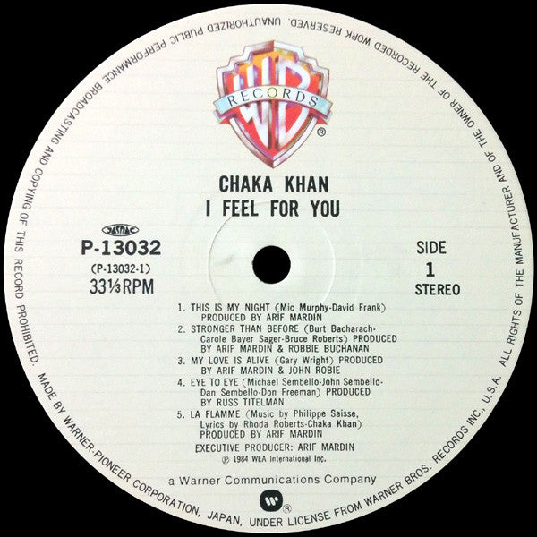Chaka Khan : I Feel For You (LP, Album)