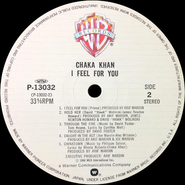 Chaka Khan : I Feel For You (LP, Album)