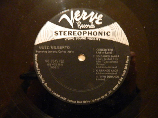Stan Getz, João Gilberto , Featuring Antonio Carlos Jobim : Getz / Gilberto  (LP, Album, Gat)