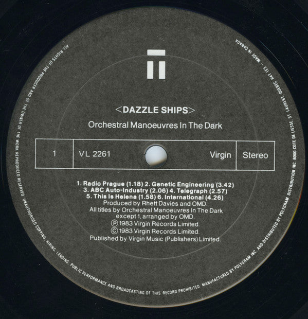 Orchestral Manoeuvres In The Dark : Dazzle Ships (LP, Album)