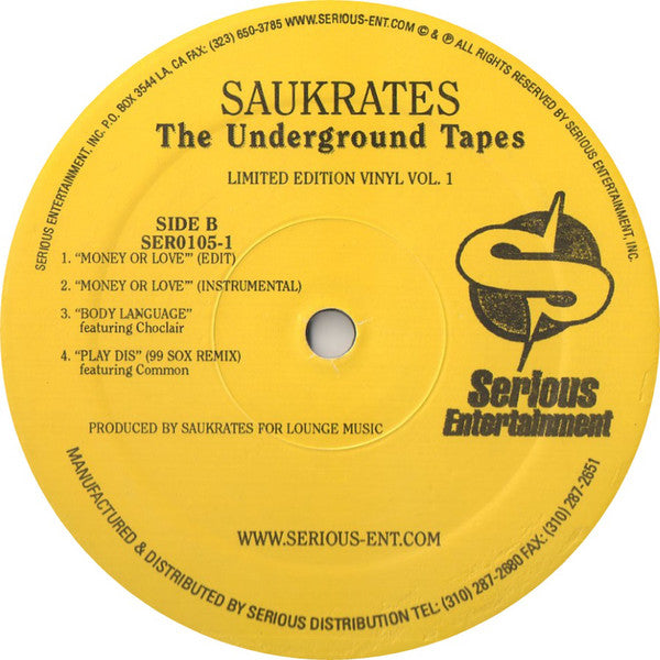 Saukrates : The Underground Tapes Vol. 1 (12", EP, Ltd)