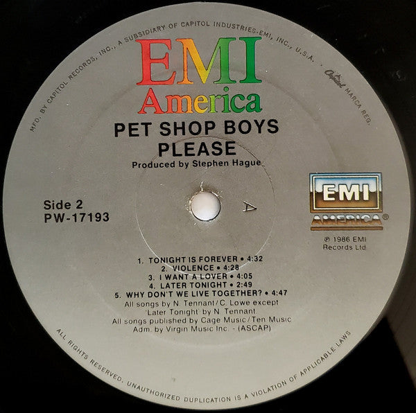 Pet Shop Boys : Please (LP, Album, All)