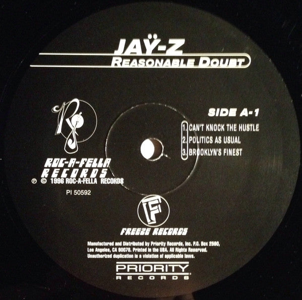 Jay-Z : Reasonable Doubt (2xLP, Album)
