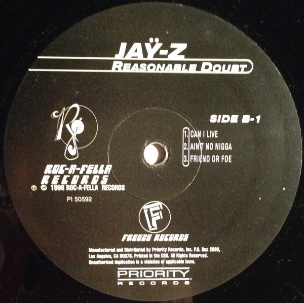 Jay-Z : Reasonable Doubt (2xLP, Album)
