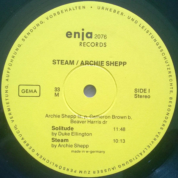 Archie Shepp : Steam (LP, Album)