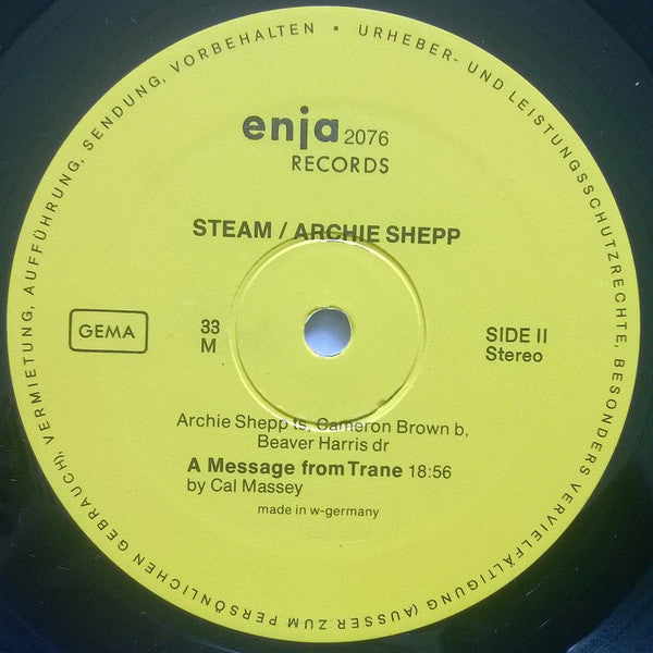 Archie Shepp : Steam (LP, Album)