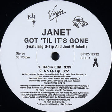 Janet* Featuring Q-Tip And Joni Mitchell : Got 'Til It's Gone (12", Promo)