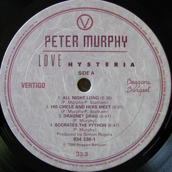 Peter Murphy : Love Hysteria (LP, Album)