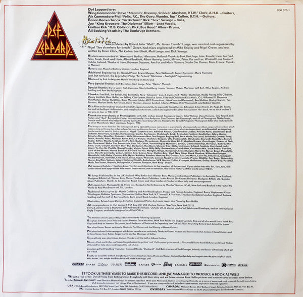 Def Leppard : Hysteria (LP, Album, Don)