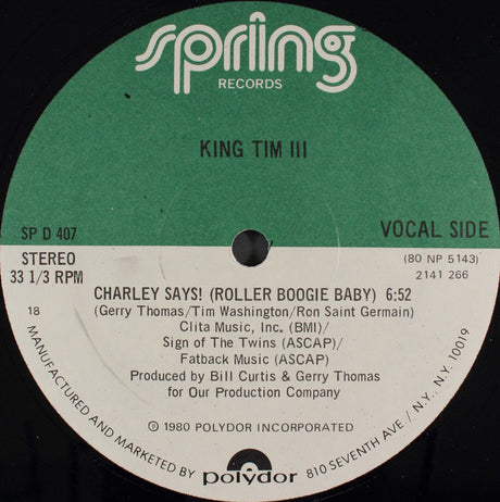 King Tim III : Charley Says! (Roller Boogie Baby) (12", Pre)