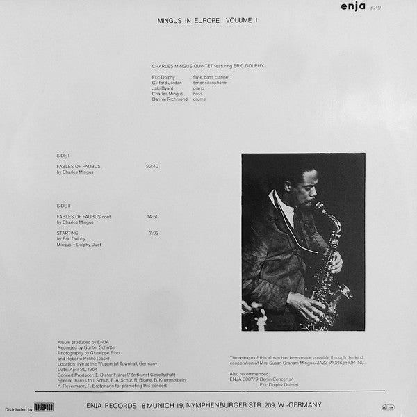 The Charles Mingus Quintet : Mingus In Europe Volume I (LP, Album)
