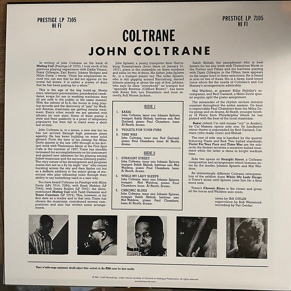 John Coltrane : Coltrane (LP, Album, Mono, Ltd, RE, RP, 200)