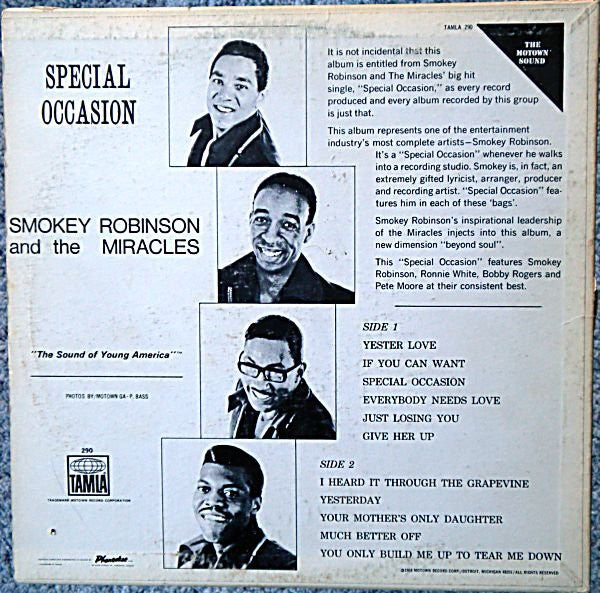 The Miracles : Special Occasion (LP, Album)