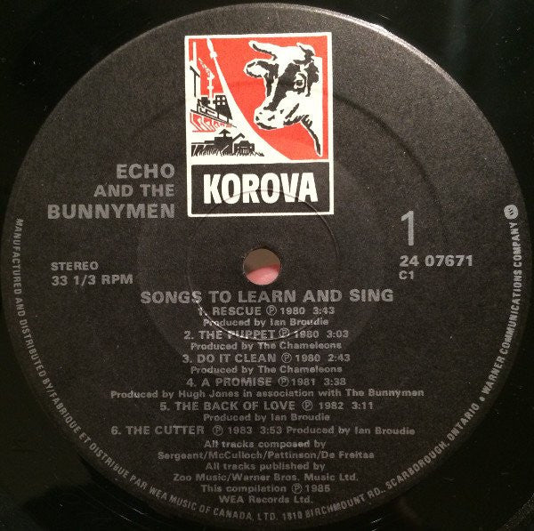 Echo & The Bunnymen : Songs To Learn & Sing (LP, Comp)