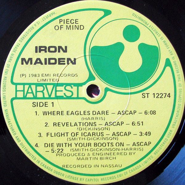 Iron Maiden : Piece Of Mind (LP, Album)