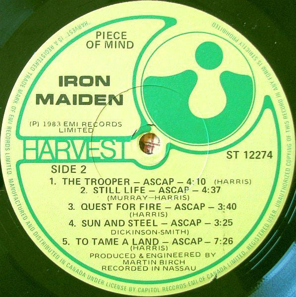 Iron Maiden : Piece Of Mind (LP, Album)