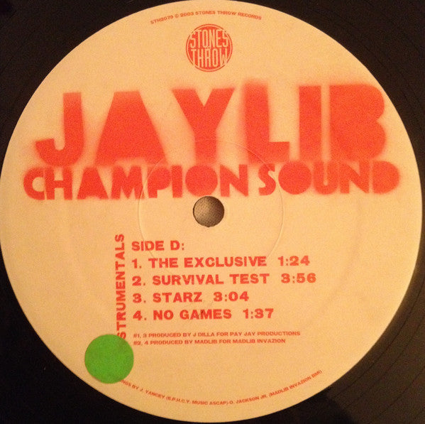 Jaylib : Champion Sound - Instrumentals (2xLP, Album)
