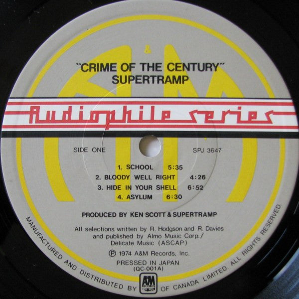 Supertramp : Crime Of The Century (LP, Album, RE, Hal)