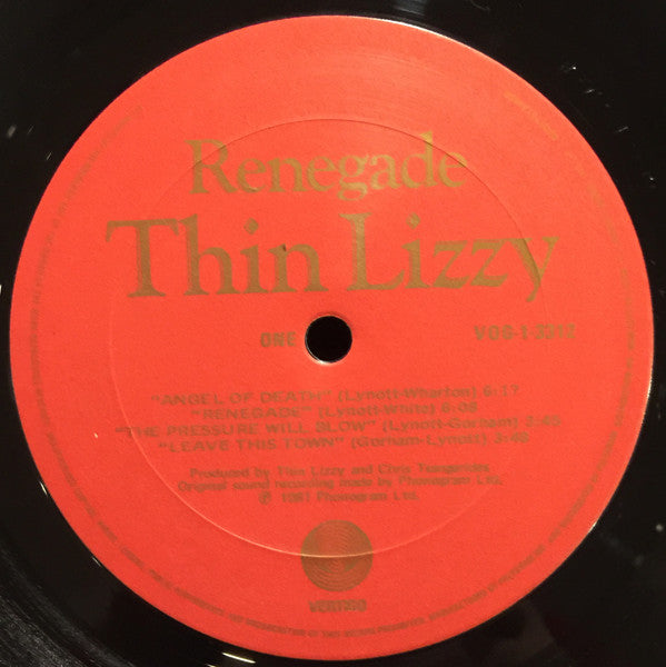 Thin Lizzy : Renegade (LP, Album)