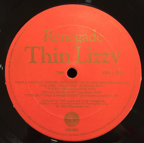 Thin Lizzy : Renegade (LP, Album)