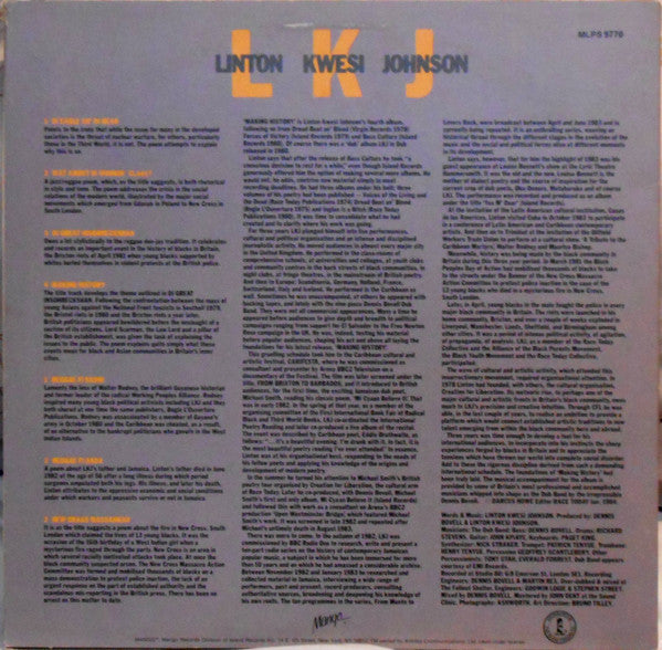Linton Kwesi Johnson : Making History (LP, Album)