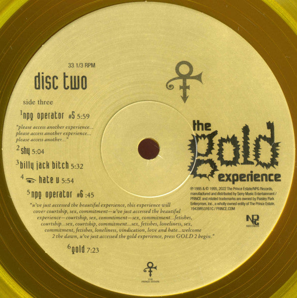 The Artist (Formerly Known As Prince) : The Gold Experience (2xLP, Album, RSD, RE, Gol)