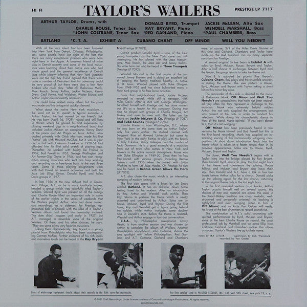 Art Taylor : Taylor's Wailers (LP, Album, Mono, RE, RP, 200)