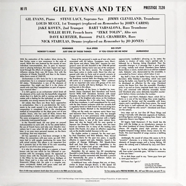 Gil Evans : Gil Evans & Ten (LP, Album, Ltd, RE, RP, 180)