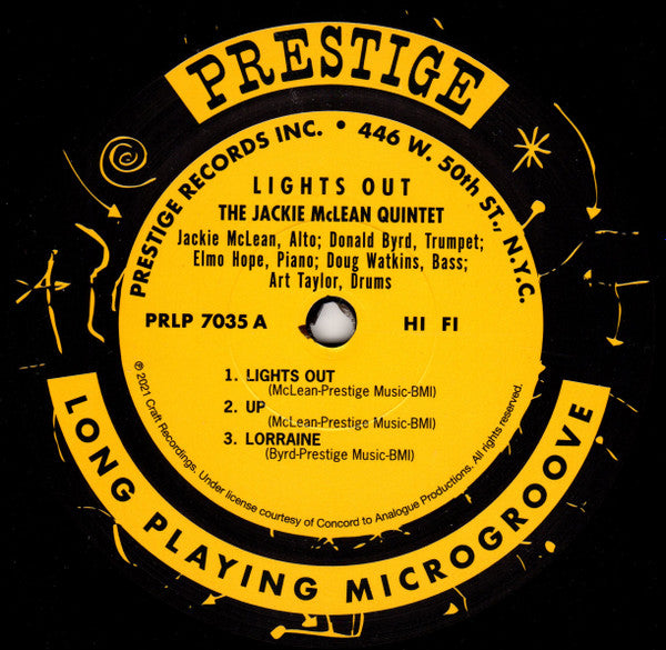 Jackie McLean Quintet With Donald Byrd And Elmo Hope : Lights Out! (LP, Album, Mono, Ltd, RE, RP, 200)